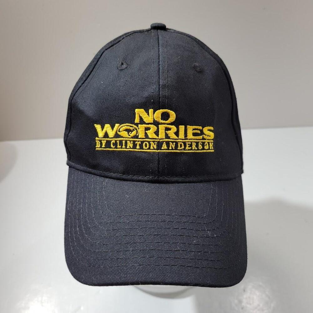 No Worries Clinton Anderson Hat Cap Strap Back Black Yellow Embroidered Mens